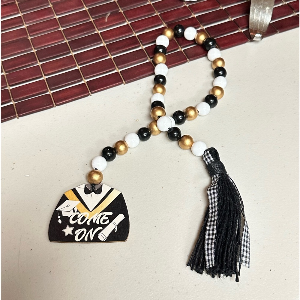 Graduation Wood Beaded Garland tassel